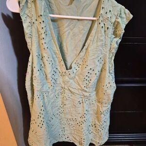 Torrid Light Green Eyelet Women's Blouse